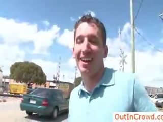 Hunk gets his fine Rough dong sucked in public by outincrowd